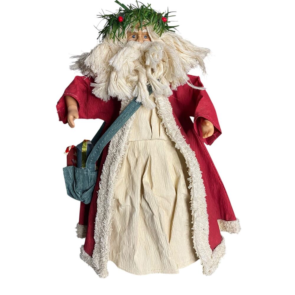 Vintage 11" Paper Mache Santa Claus Christmas Tree Topper - Made in Taiwan R.O.C